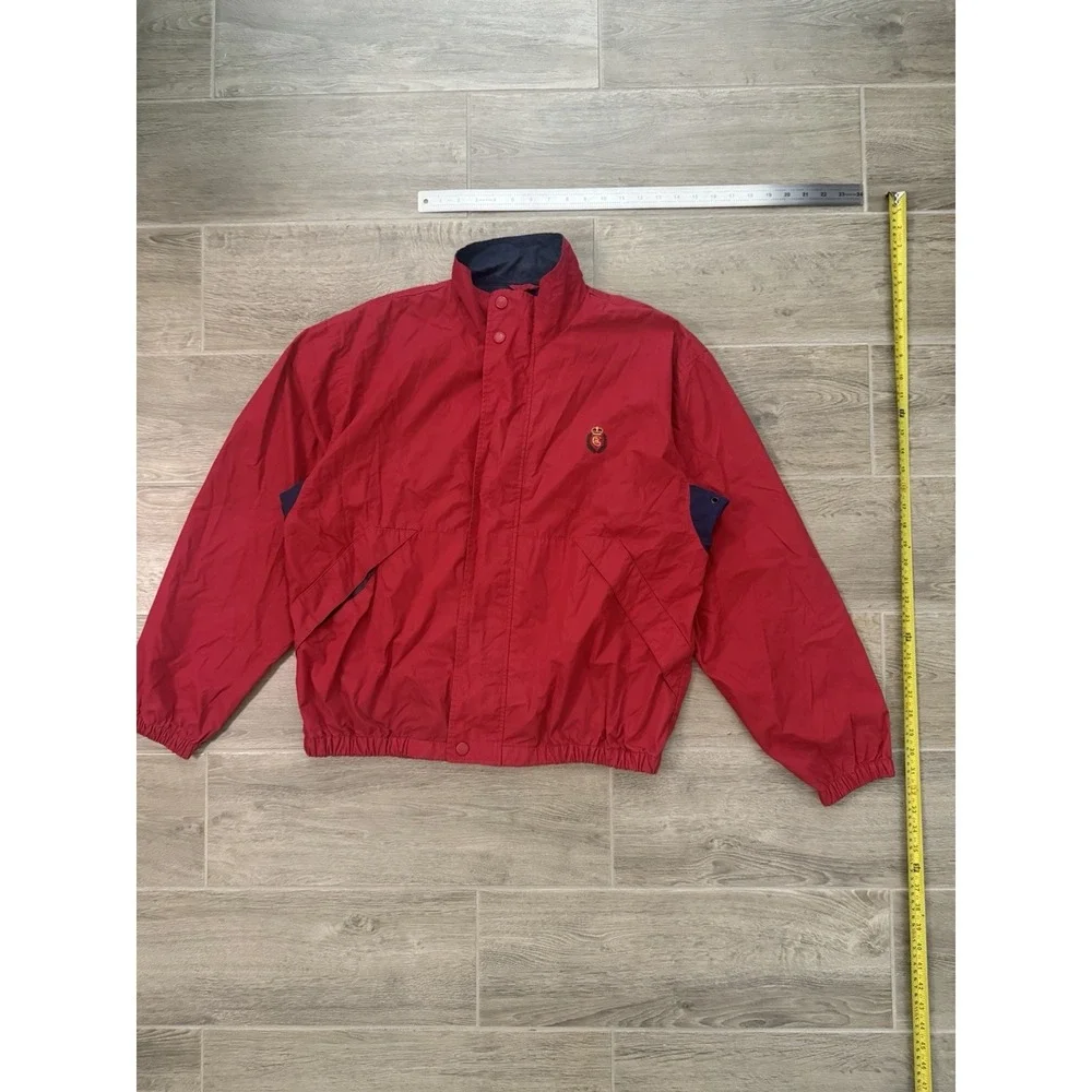Vintage 90s Chaps Ralph Lauren Red Embroidered Crest‎ Windbreaker Jacket Size L